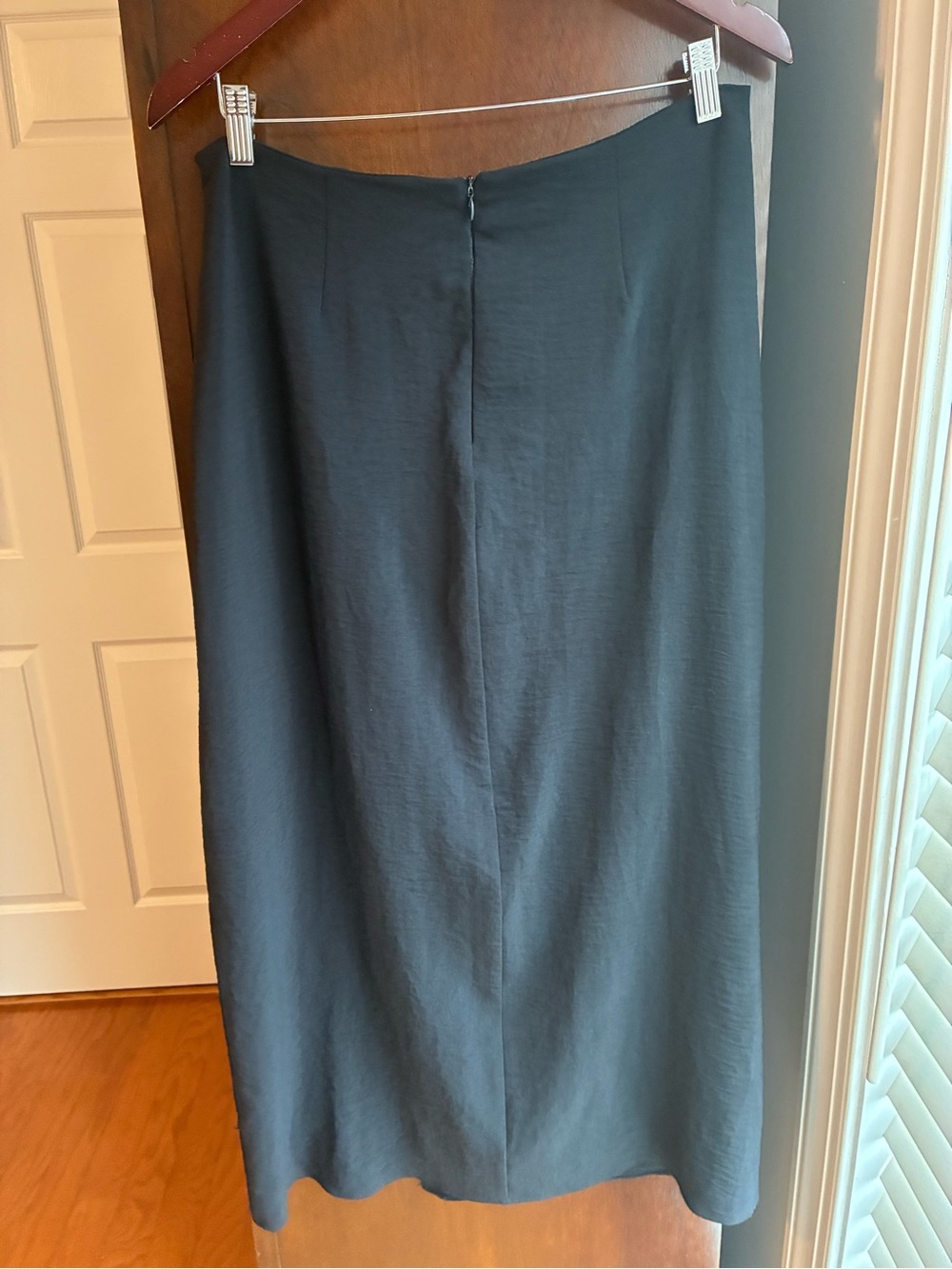 Zara Black Draped Midi Skirt with Gold Buttons Size Large - Picture 6 of 6